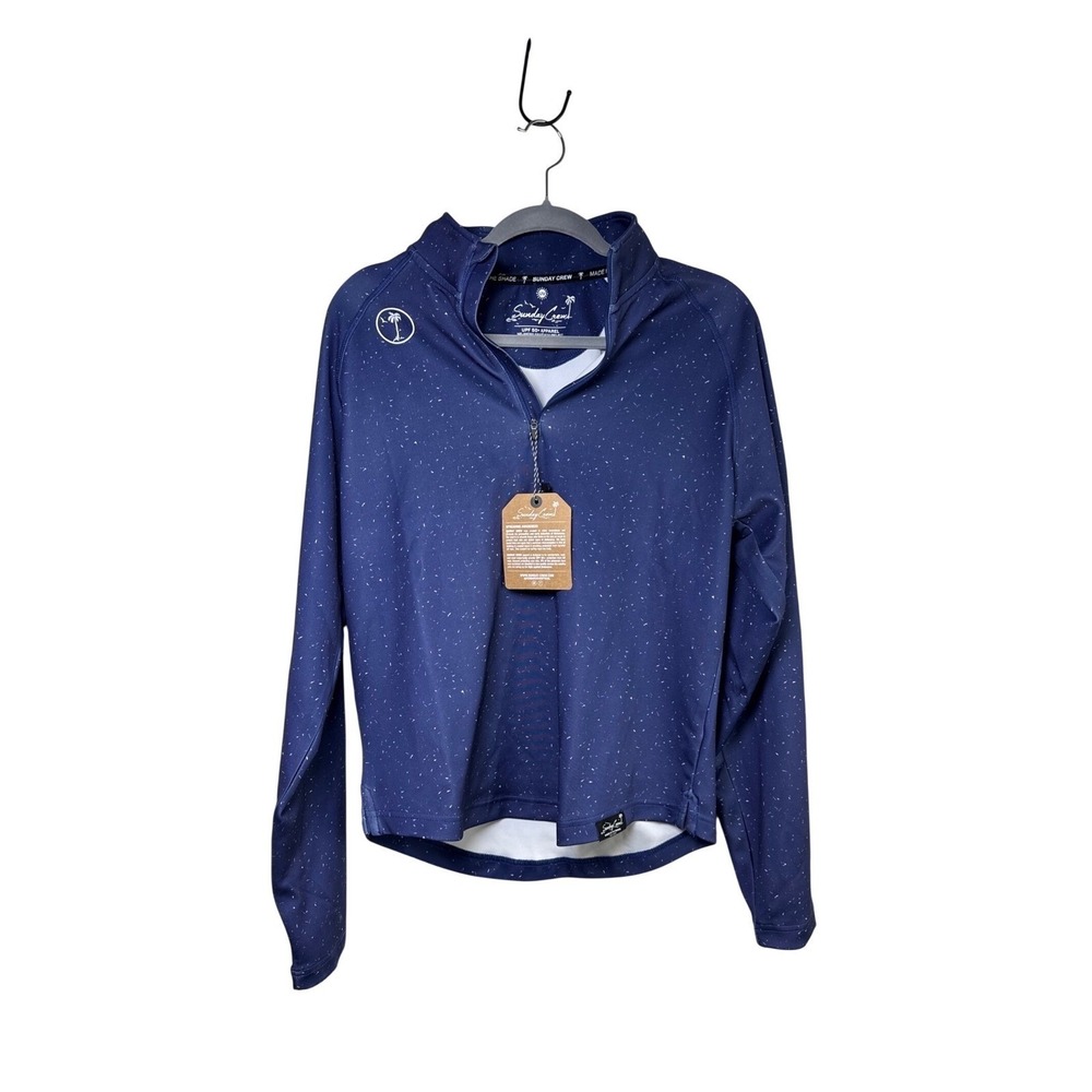 Sunday Swagger Men's Small UPF 50+ Blue Speckled 1/4 Zip Pullover NWT